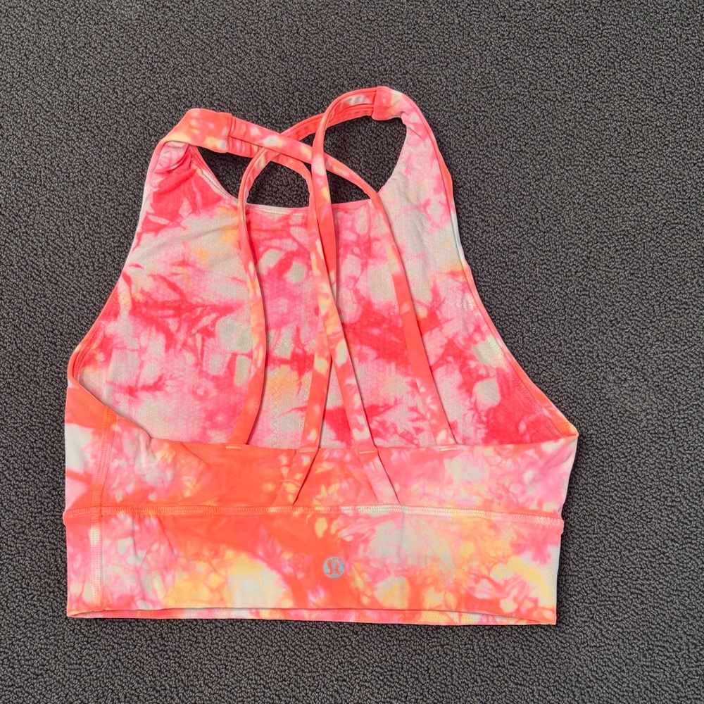 lululemon athletica Pink & Orange Tie-Dye Strappy Sports Bra